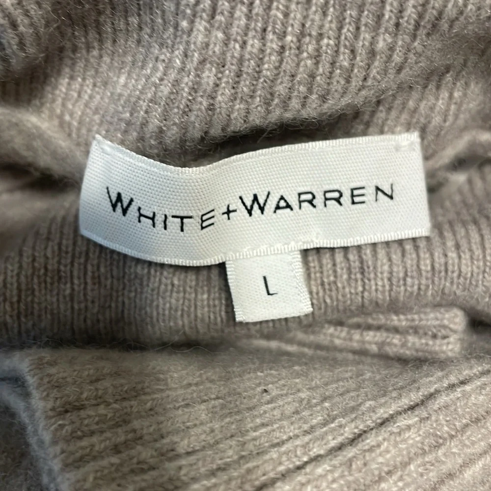 White + Warren Women's Cashmere Sweater Large Statement Sleeve Quiet Luxury